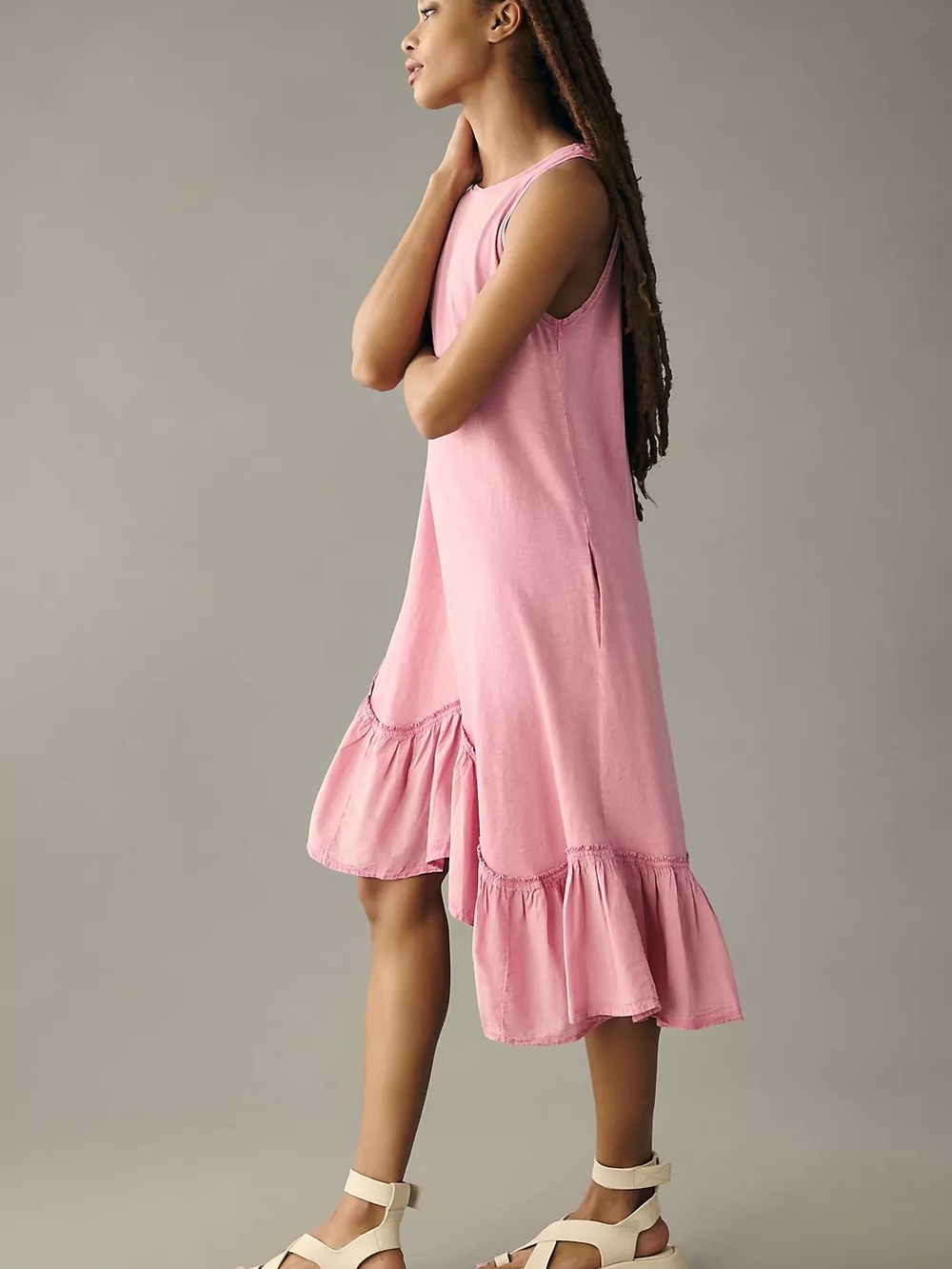 Daily Practice by Anthropologie | Asymmetrical Ruffle‑Hem Dress – Pink – Size 2X